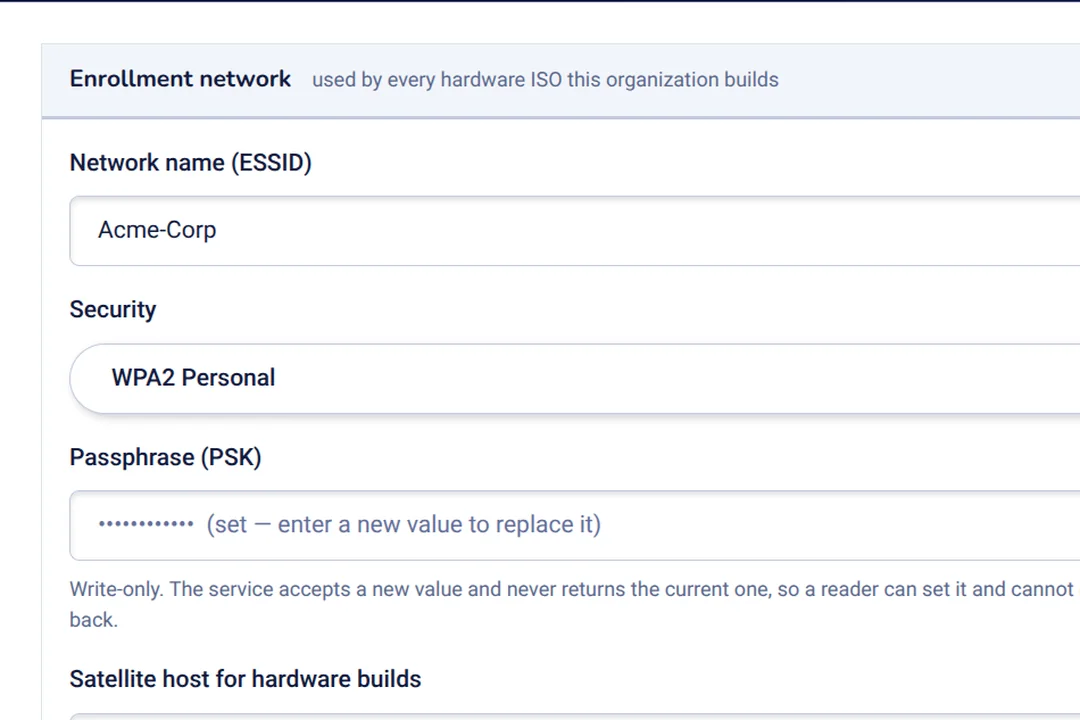 The Networks screen: the WiFi profiles a machine enrolls against, and where the computers are